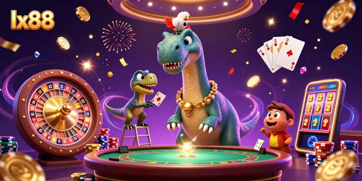 Experience the dynamic fun at lx88, featuring 3D cartoons, casino elements, and interactive game themes.