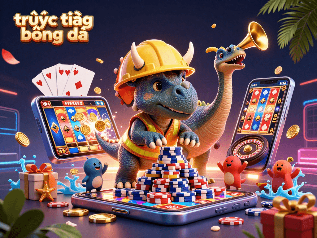 Experience trực tiếp bóng đá in a vibrant carnival scene celebrating gaming success