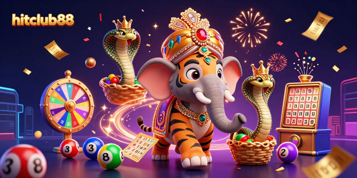 Engage with hitclub88 as the 3D cartoon characters create a vibrant lottery and casino atmosphere.