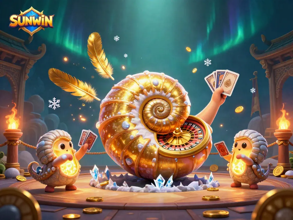 SUNWIN spins the roulette in a vibrant 3D casino scene filled with glowing treasures and animated game elements.