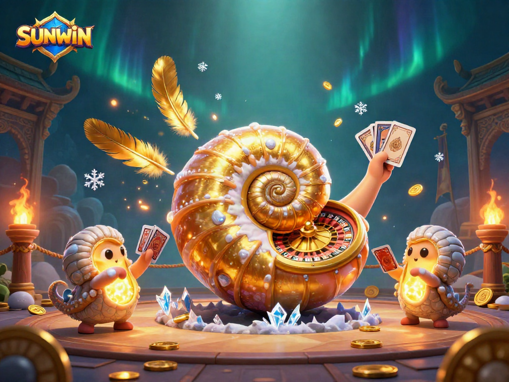 SUNWIN spins the roulette in a vibrant 3D casino scene filled with glowing treasures and animated game elements.