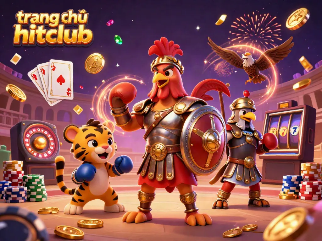 Experience the excitement at trang chủ hitclub with a dynamic scene of game action, vibrant colors, and engaging gaming elements.