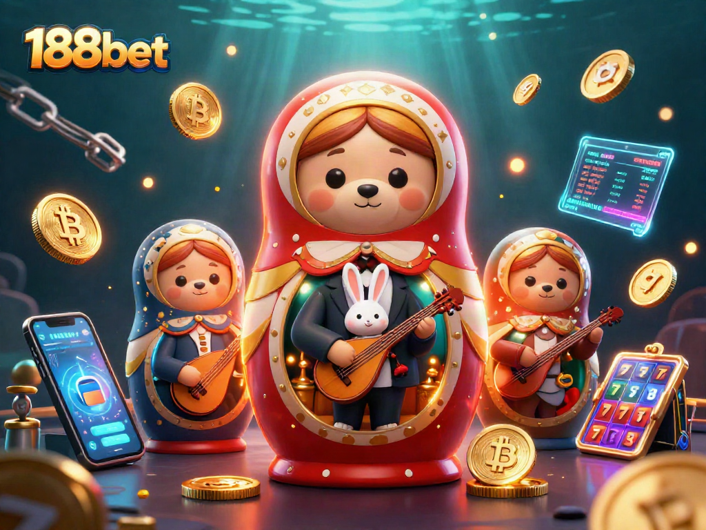 Engage with 188bet's vibrant casino scene featuring animated bears, crypto elements, and jackpot excitement.