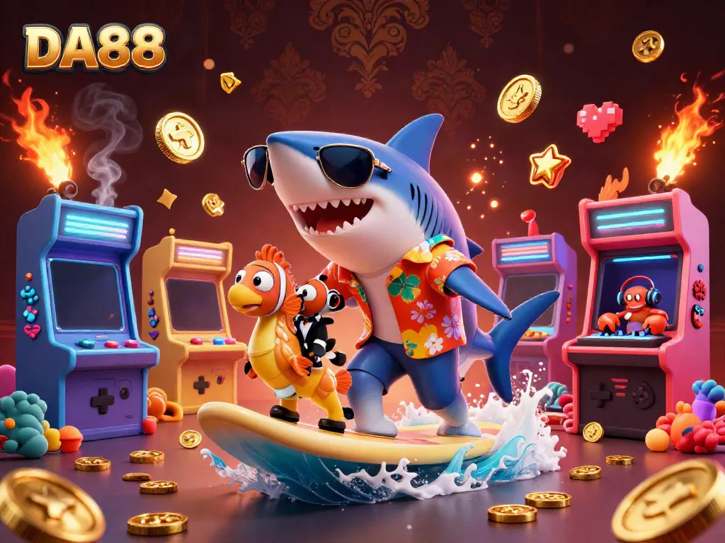 Engage with DA88's thrilling betting experience as a shark champions the ocean of gold.