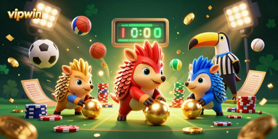 vipwin betting pangolins engage in a vibrant casino game scene with dynamic elements and gold accents