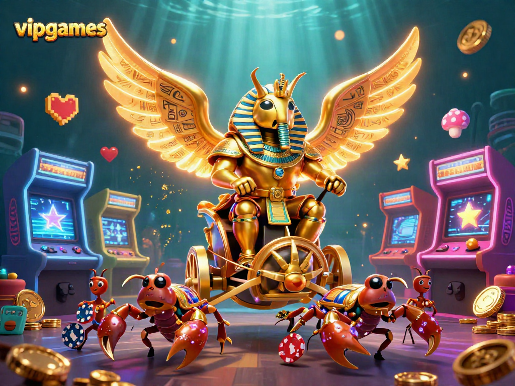 Experience vibrant gambling excitement with vipgames, featuring colorful 3D characters amidst casino-inspired elements.