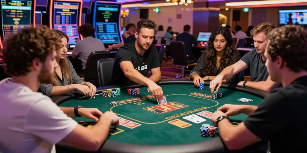 Exciting gaming action at TX88 casino with diverse players engaging in a vibrant card game.