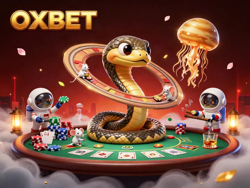 Experience thrilling OXBET action with cosmic characters and vibrant casino elements in 3D