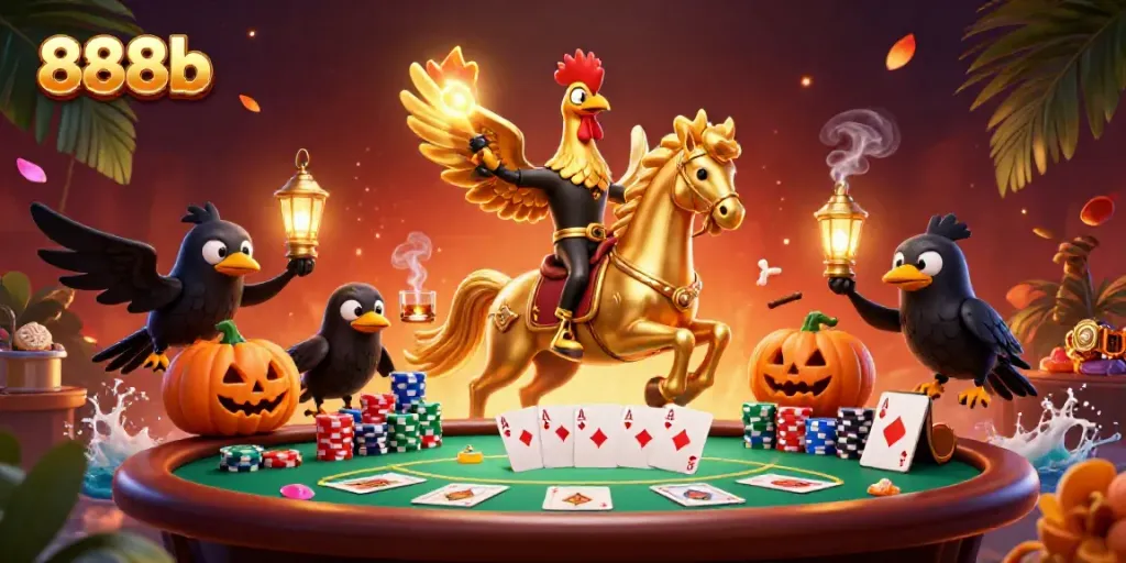 Engage with thrilling gameplay at 888b casino featuring the golden rooster and poker action.