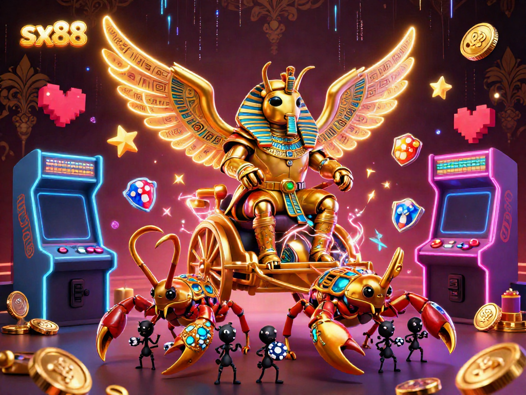 Engage in vibrant game strategies with sx88 as colorful characters and icons come to life in an exhilarating casino scene.