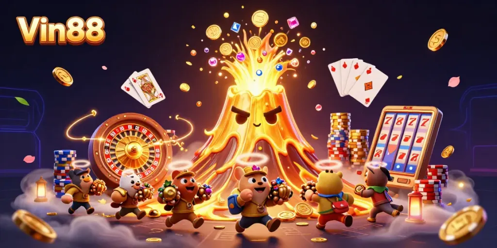 Spin the reels and win with Vin88's captivating golden treasures and excitement!