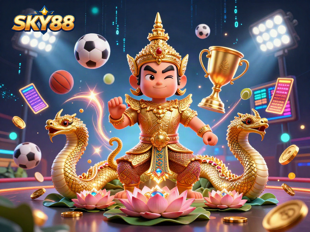 Experience the thrilling action of SKY88 with vibrant characters and immersive gambling elements.