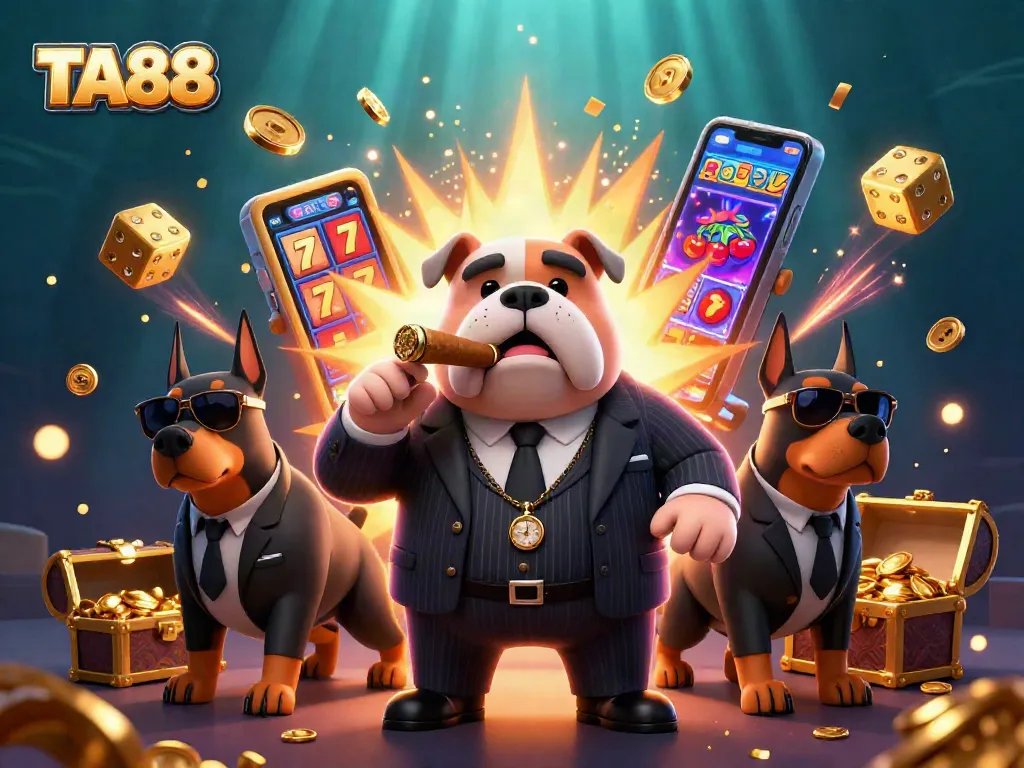 Spin the TA88 slot machine with a jackpot explosion showcasing vibrant casino elements and excitement.