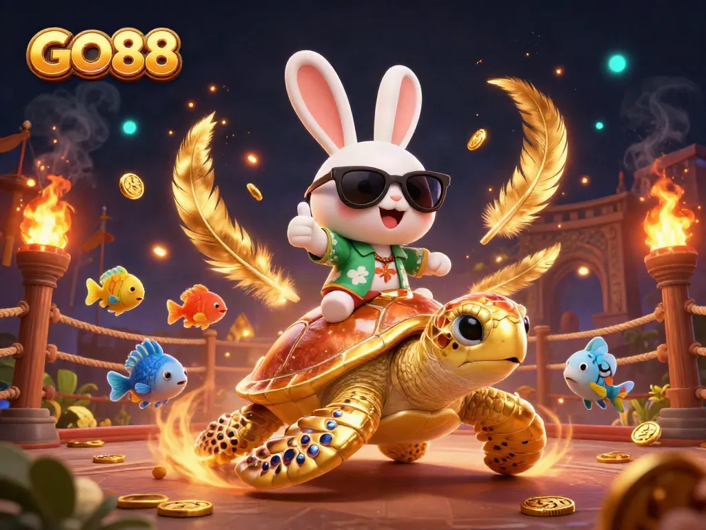 Experience the excitement of GO88 with a vibrant scene showcasing lucky characters in a casino environment.