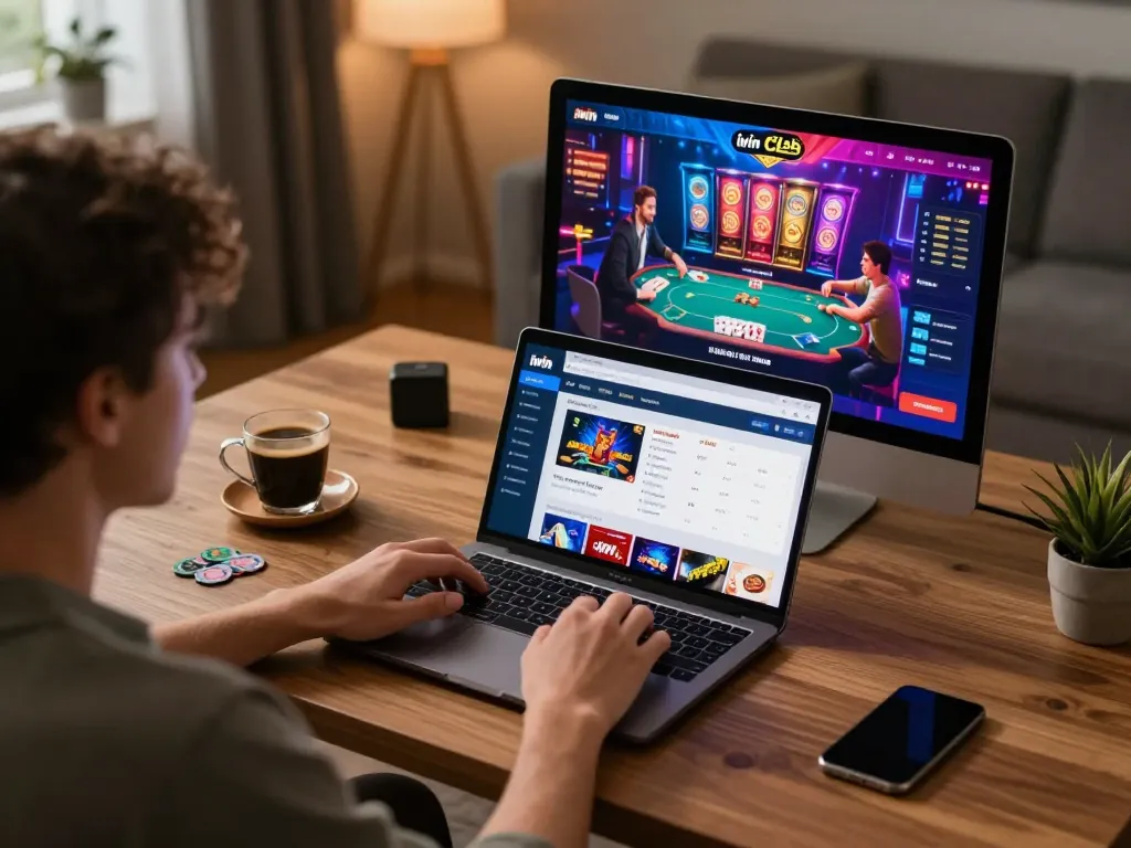 Players enjoying the iwin club app on a modern laptop, showcasing engaging gameplay.