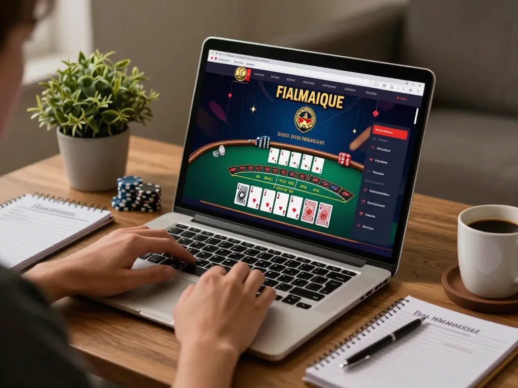 LC88 player engaging in online blackjack at home, showcasing strategic play and bankroll management.