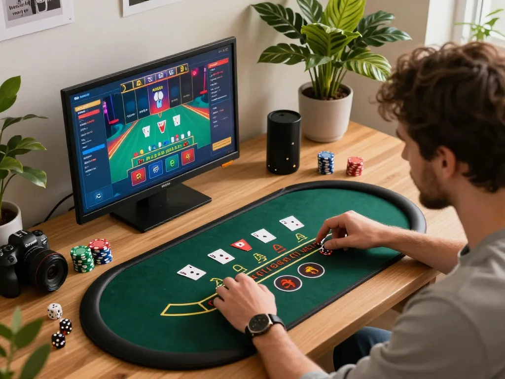 Player engaging in strategic online blackjack at jun88 with digital game interface displayed