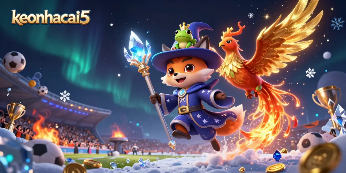 Experience thrilling bets with keonhacai5 in a dynamic, mystical casino-themed scene.