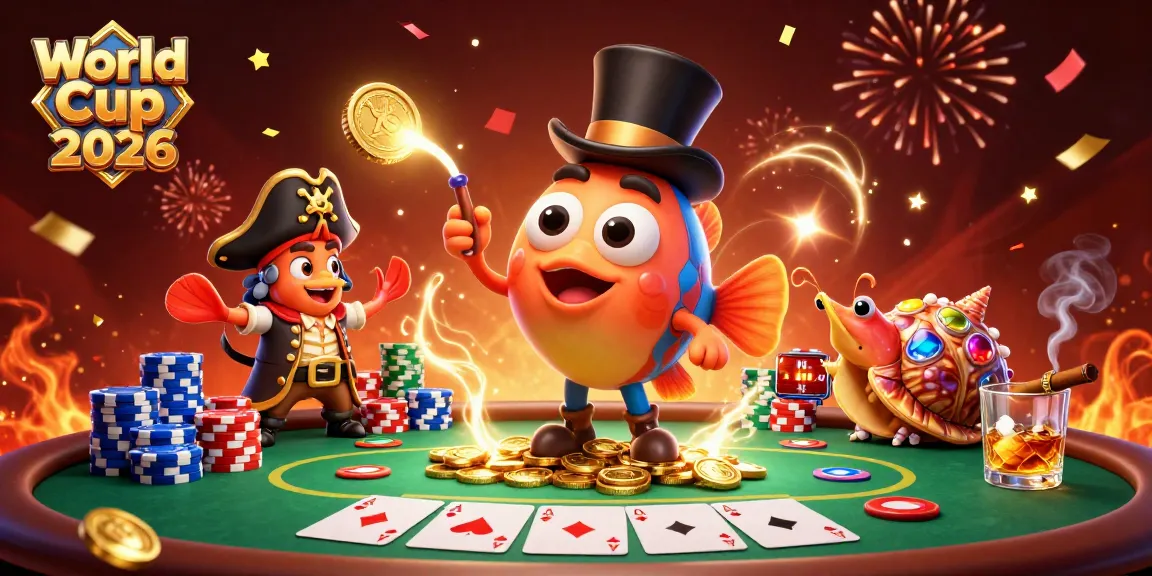 Engage in World Cup 2026 excitement with a vibrant casino scene featuring an anglerfish attracting coins.