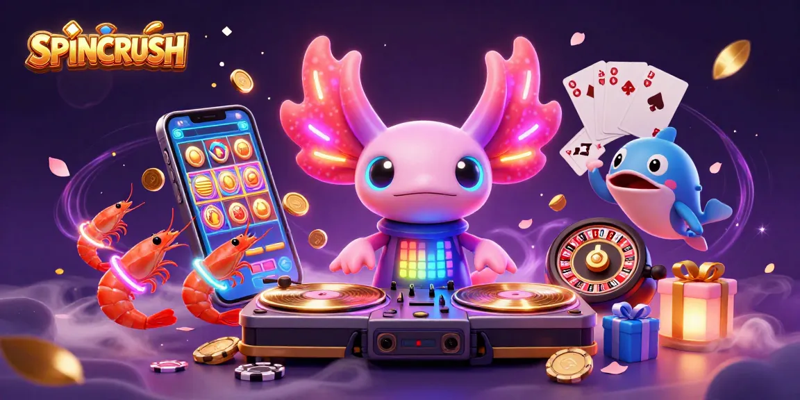 Engage with SPINCRUSH and enjoy vibrant 3D underwater casino action featuring a DJ and interactive gaming elements.