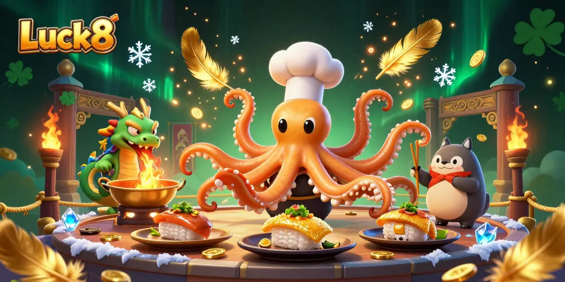 Participate in thrilling gaming action at Luck8's dynamic 3D casino illustration featuring vibrant creatures.