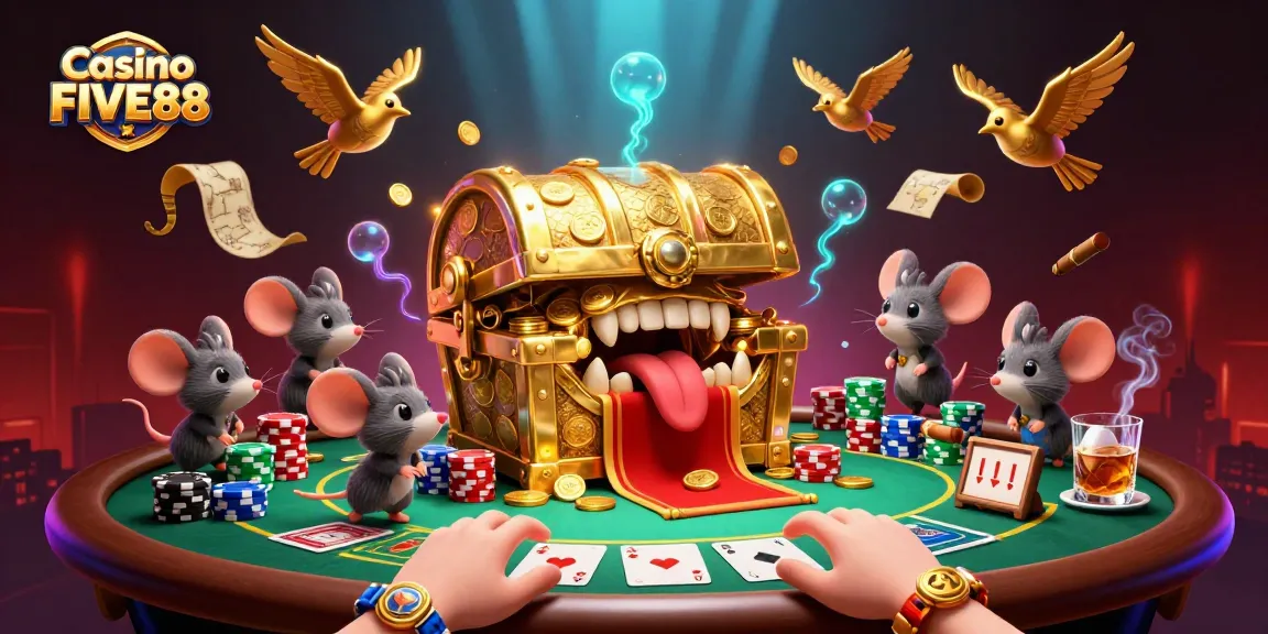Experience thrilling poker action and casino excitement with Casino FIVE88 in this vibrant illustration.