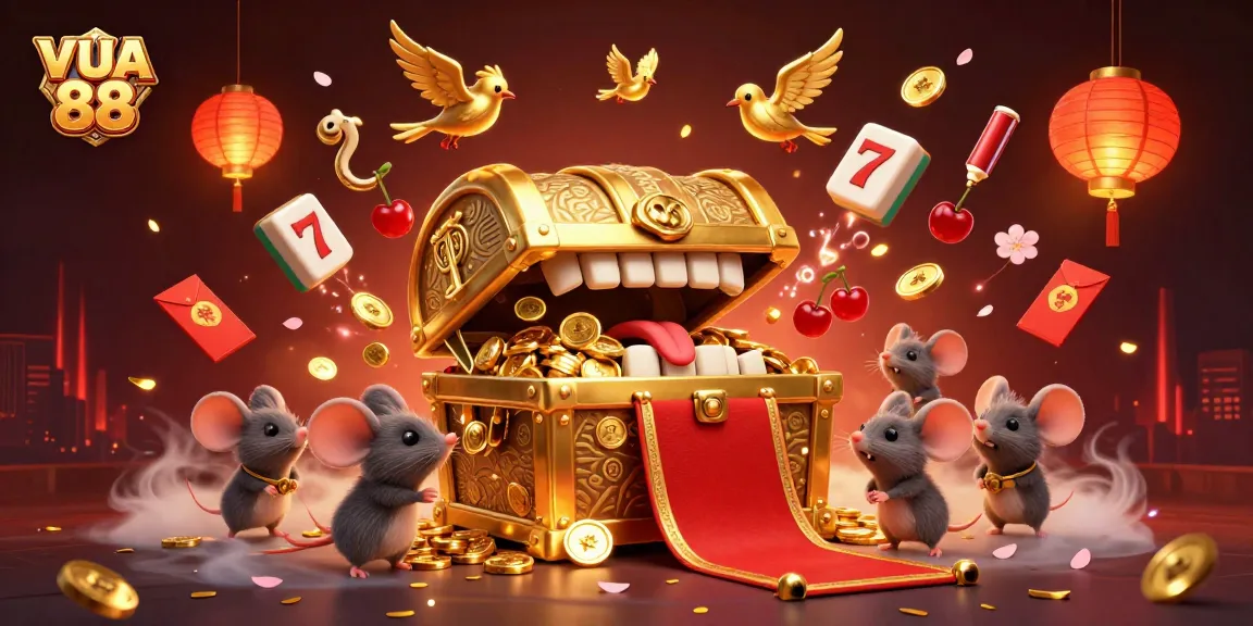 Experience VUA 88's thrilling slot games amidst a vibrant fantasy scene filled with riches.