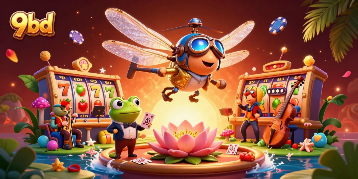Engage with 9bd, a vibrant casino scene featuring dynamic characters and exciting slot elements.