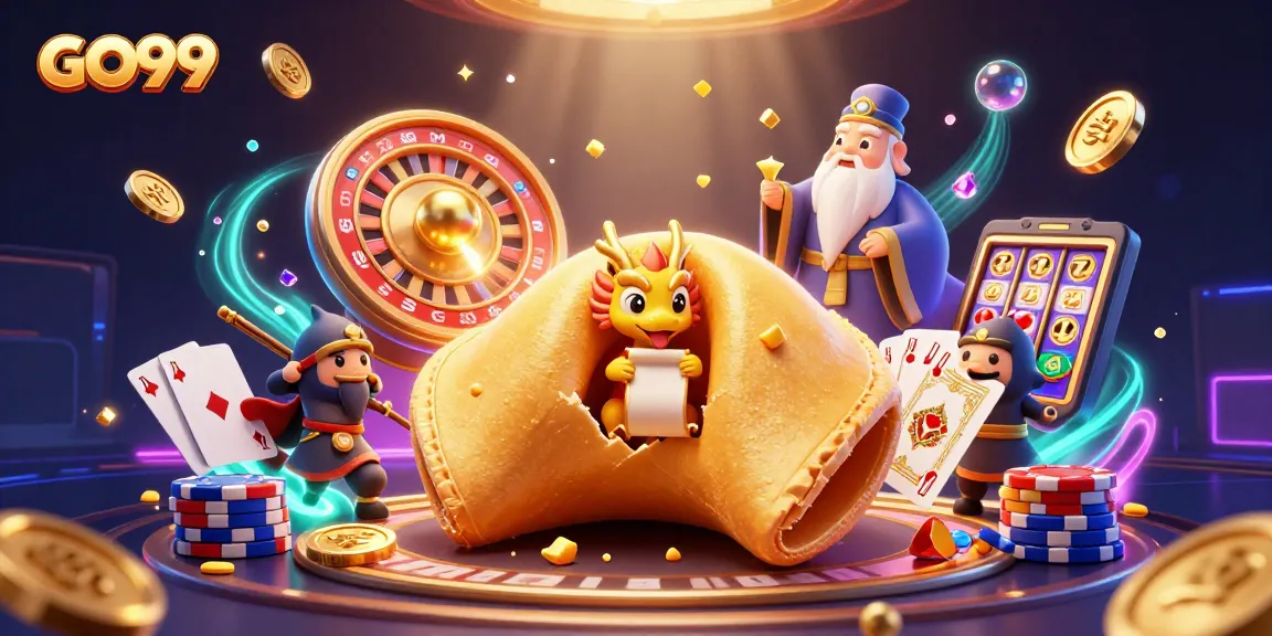 Engage in thrilling gameplay with GO99’s vibrant fortune cookie scene and dynamic casino elements.