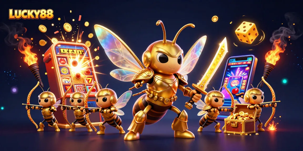 Experience thrilling gaming at LUCKY88 with golden hornet warriors and jackpot excitement.