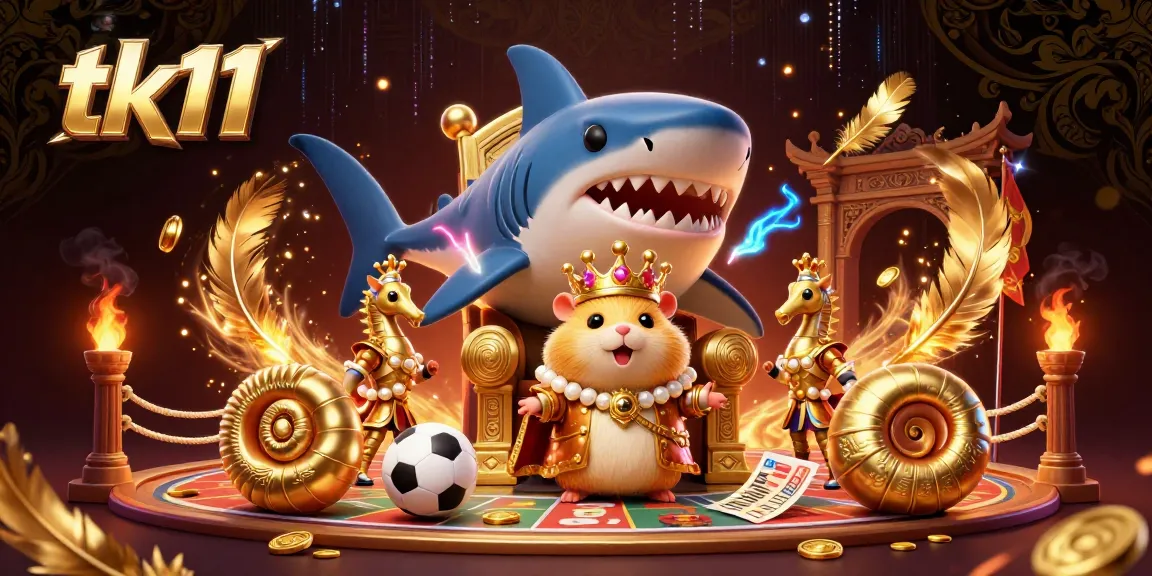 Experience the thrill of tk11 with a golden hamster king overseeing a vibrant sports betting arena.