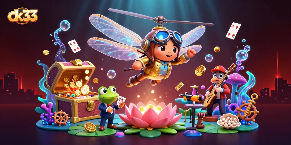 Join the excitement with ck33 as a dragonfly pilot hovers over a lily pad casino, creating winning moments.