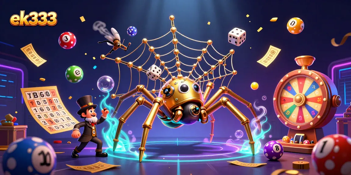 Experience the thrill of ek333 with a vibrant spider and colorful lottery elements in action.